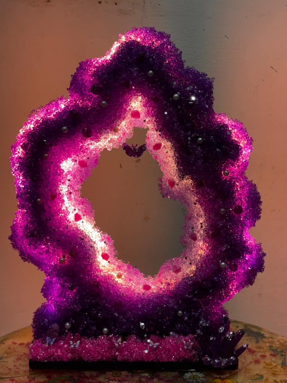 Handcrafted Resin Table Lamp – One-of-a-Kind Ambient Art Light