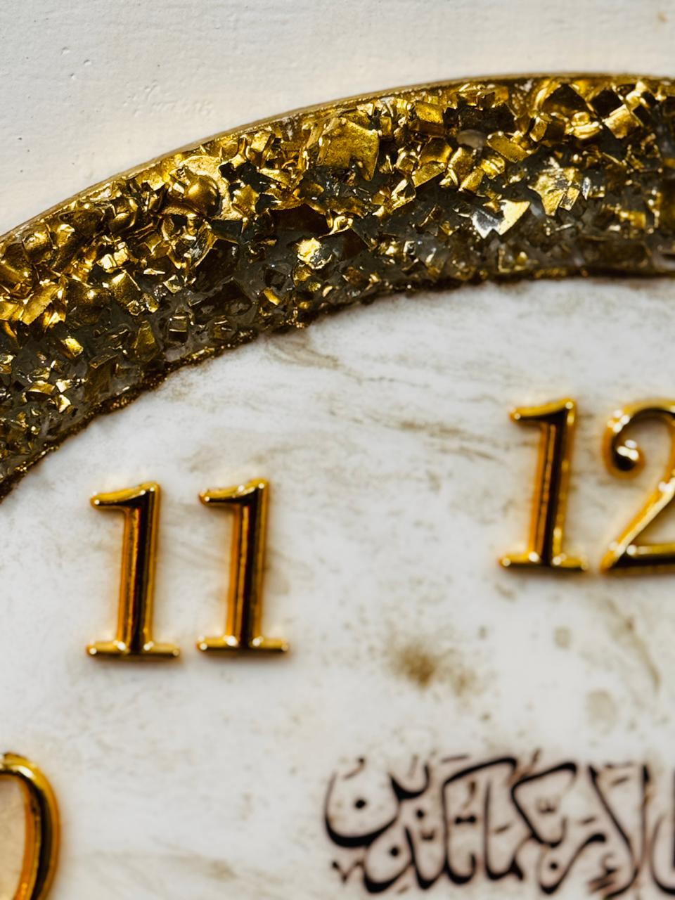 Luxury White & Gold Resin Wall Clock – Handcrafted Elegance for Your Home